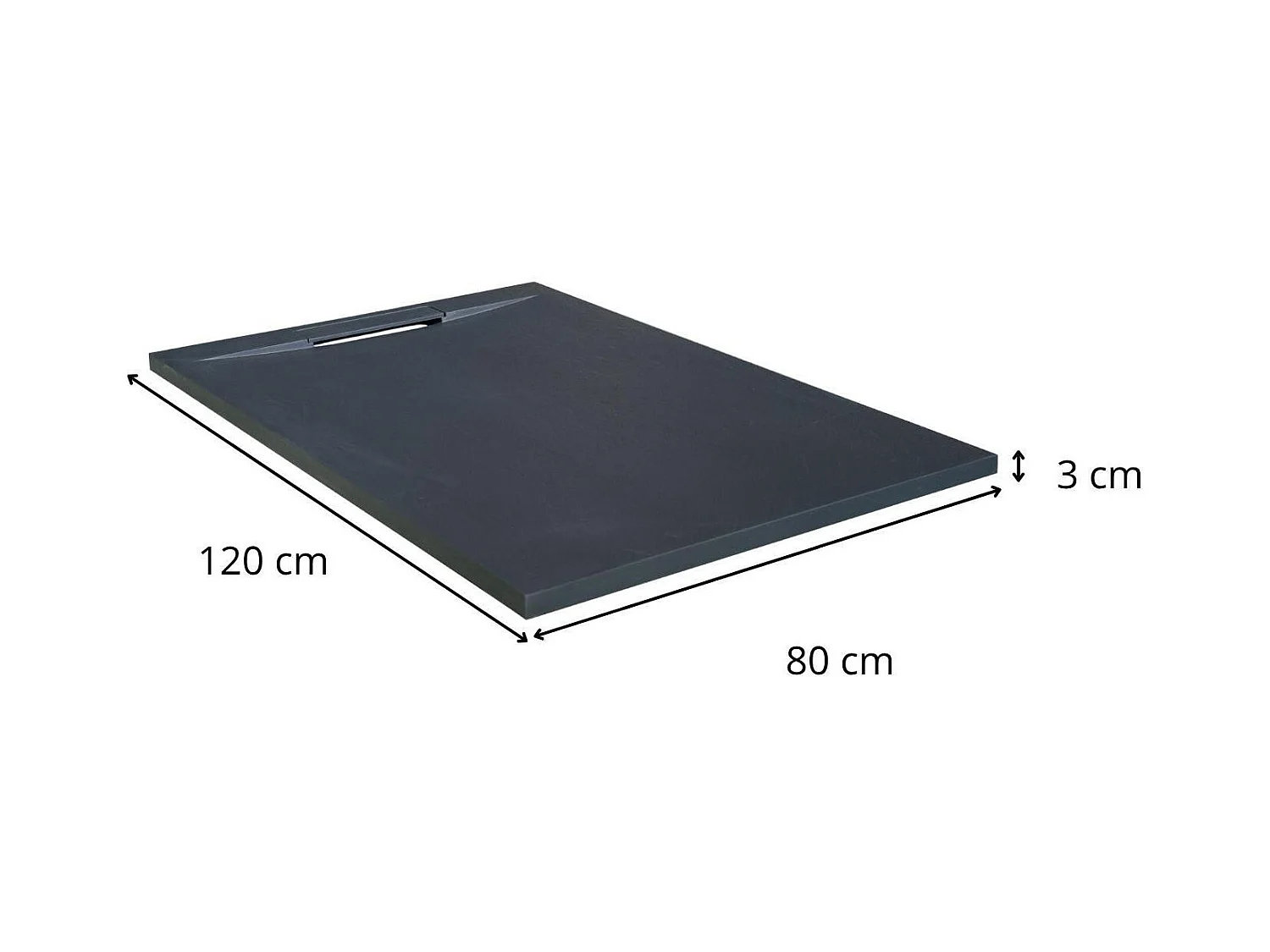 Receveur de douche aspect pierre extra-plat gris anthracite - Bonde incluse