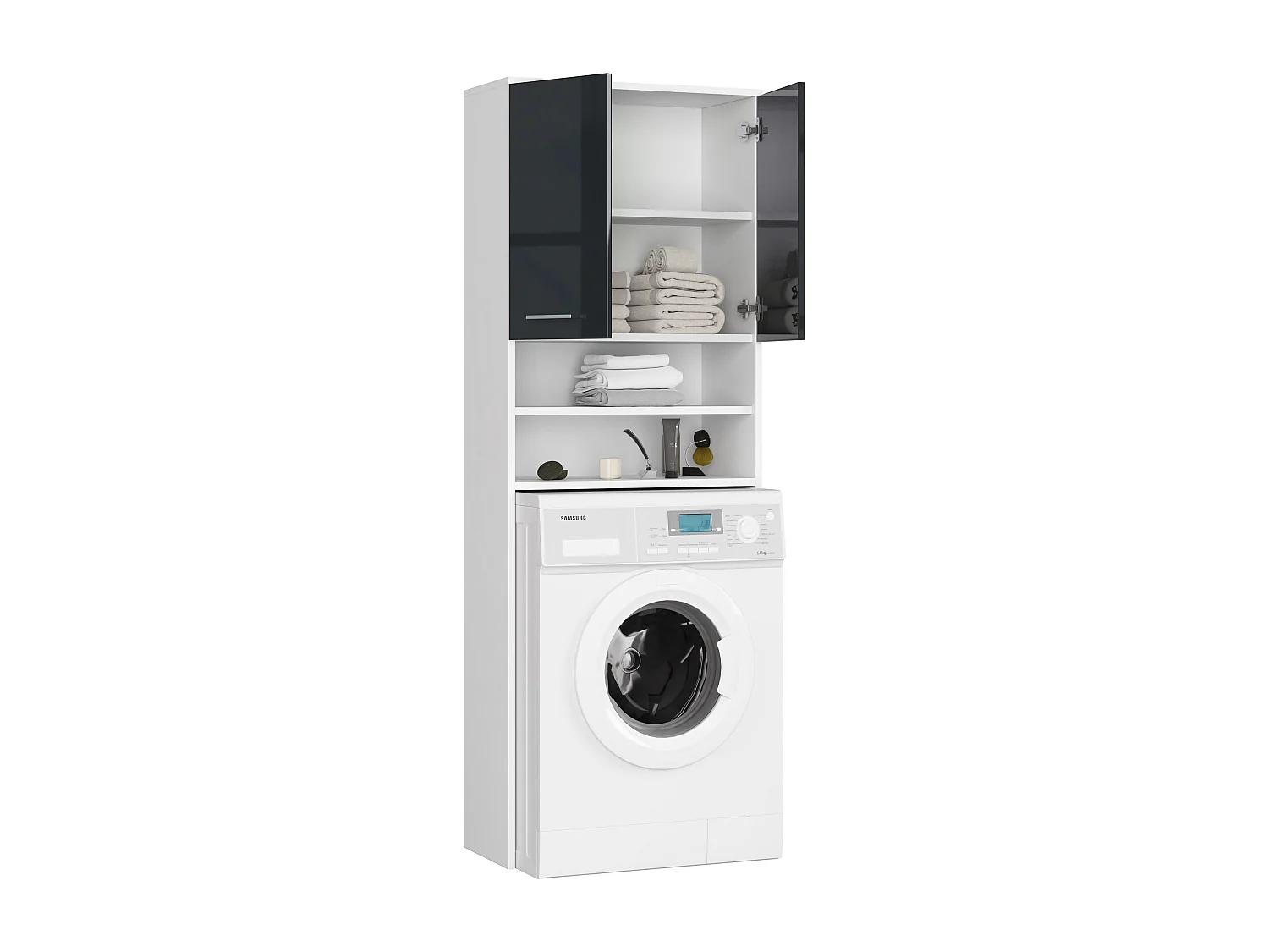 Meuble de rangement pour machine à laver, 2 portes, 64 x 30 x 190 cm