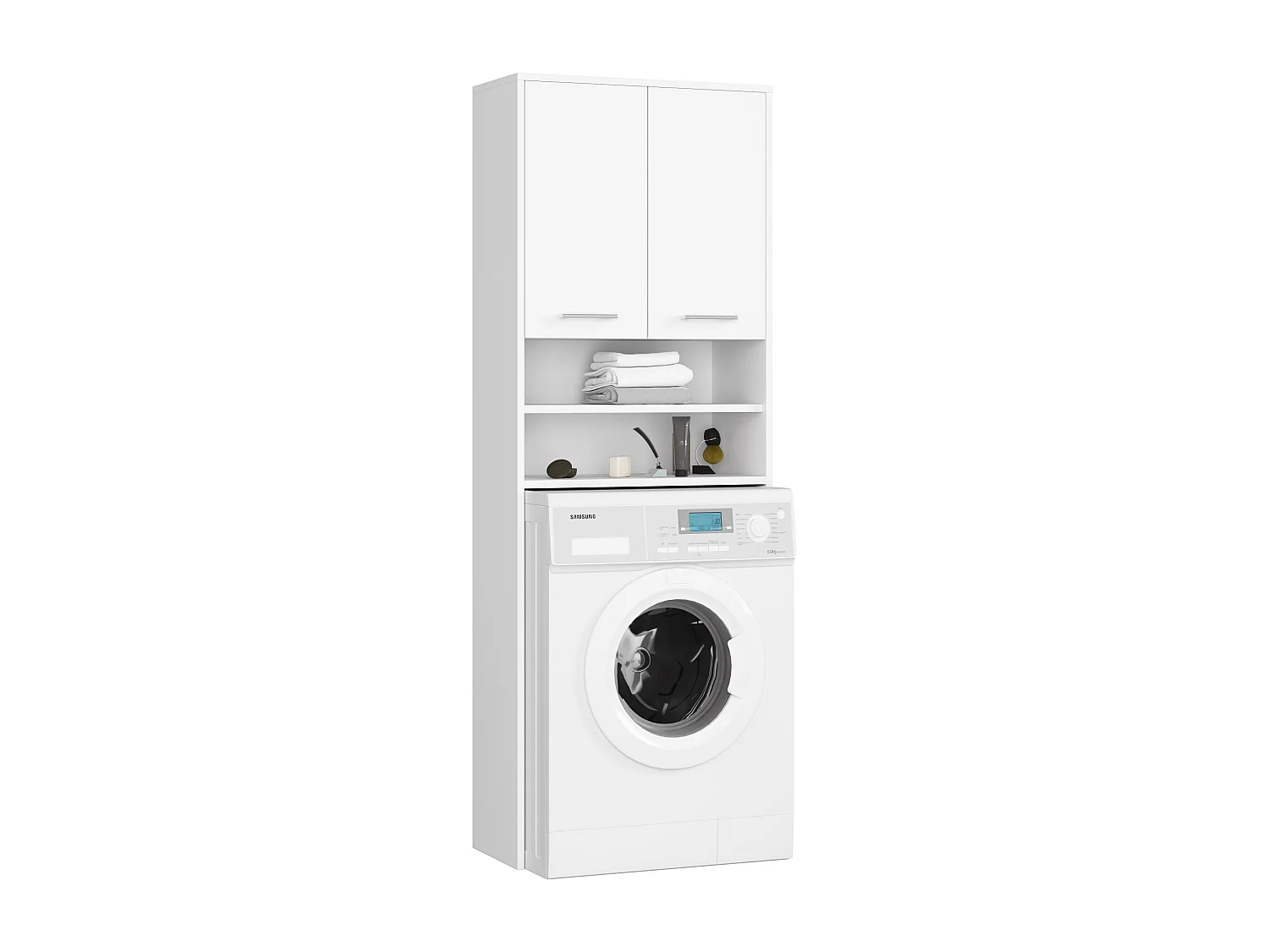 Meuble de rangement pour machine à laver, 2 portes, 64 x 30 x 190 cm