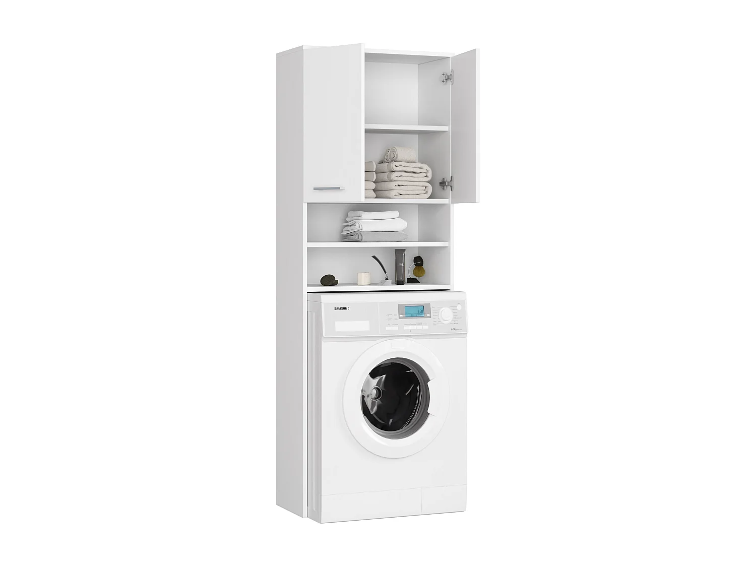 Meuble de rangement pour machine à laver, 2 portes, 64 x 30 x 190 cm