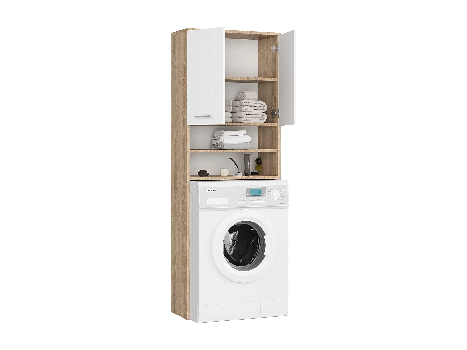 Meuble de rangement pour machine à laver, 2 portes, 64 x 30 x 190 cm