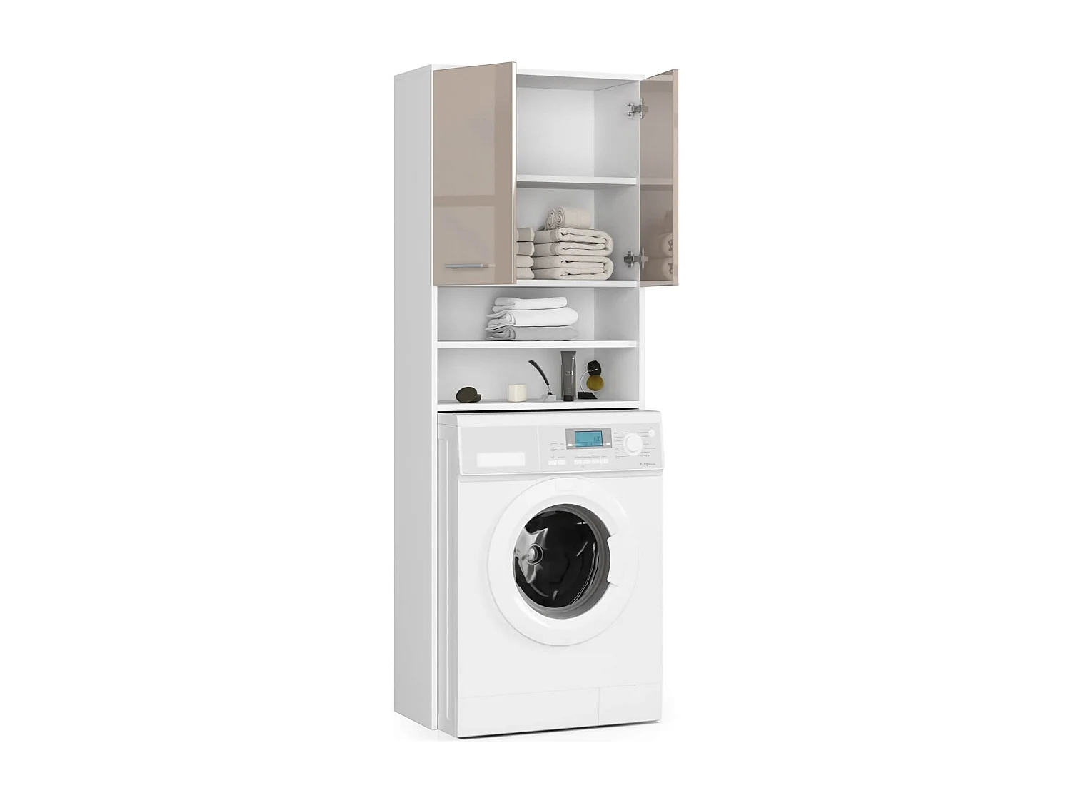 Meuble de rangement pour machine à laver, 2 portes, 64 x 30 x 190 cm