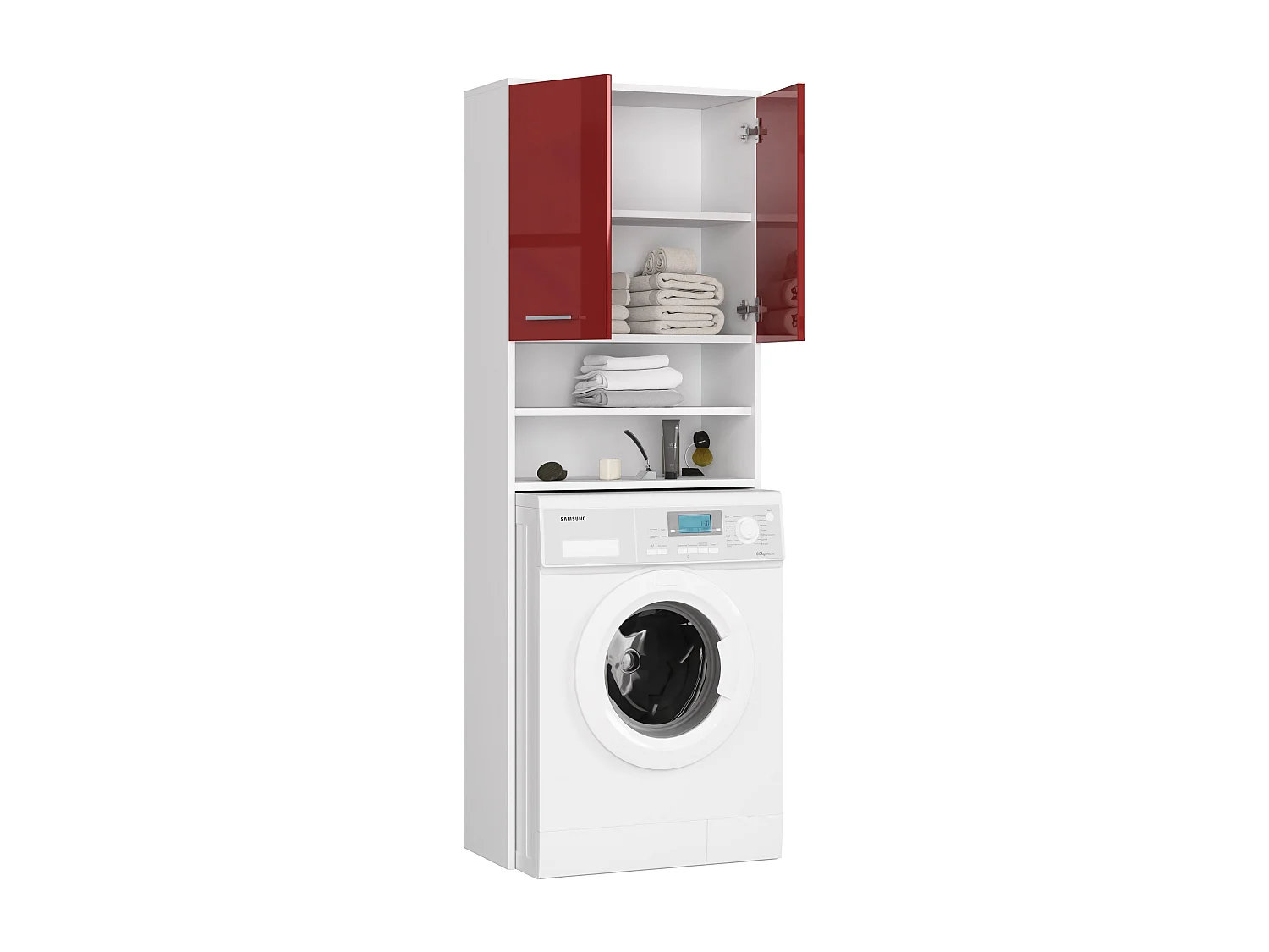 Meuble de rangement pour machine à laver, 2 portes, 64 x 30 x 190 cm