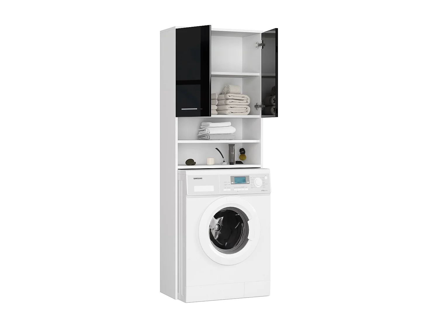 Meuble de rangement pour machine à laver, 2 portes, 64 x 30 x 190 cm