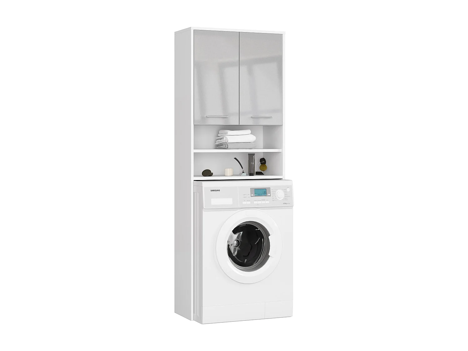 Meuble de rangement pour machine à laver, 2 portes, 64 x 30 x 190 cm