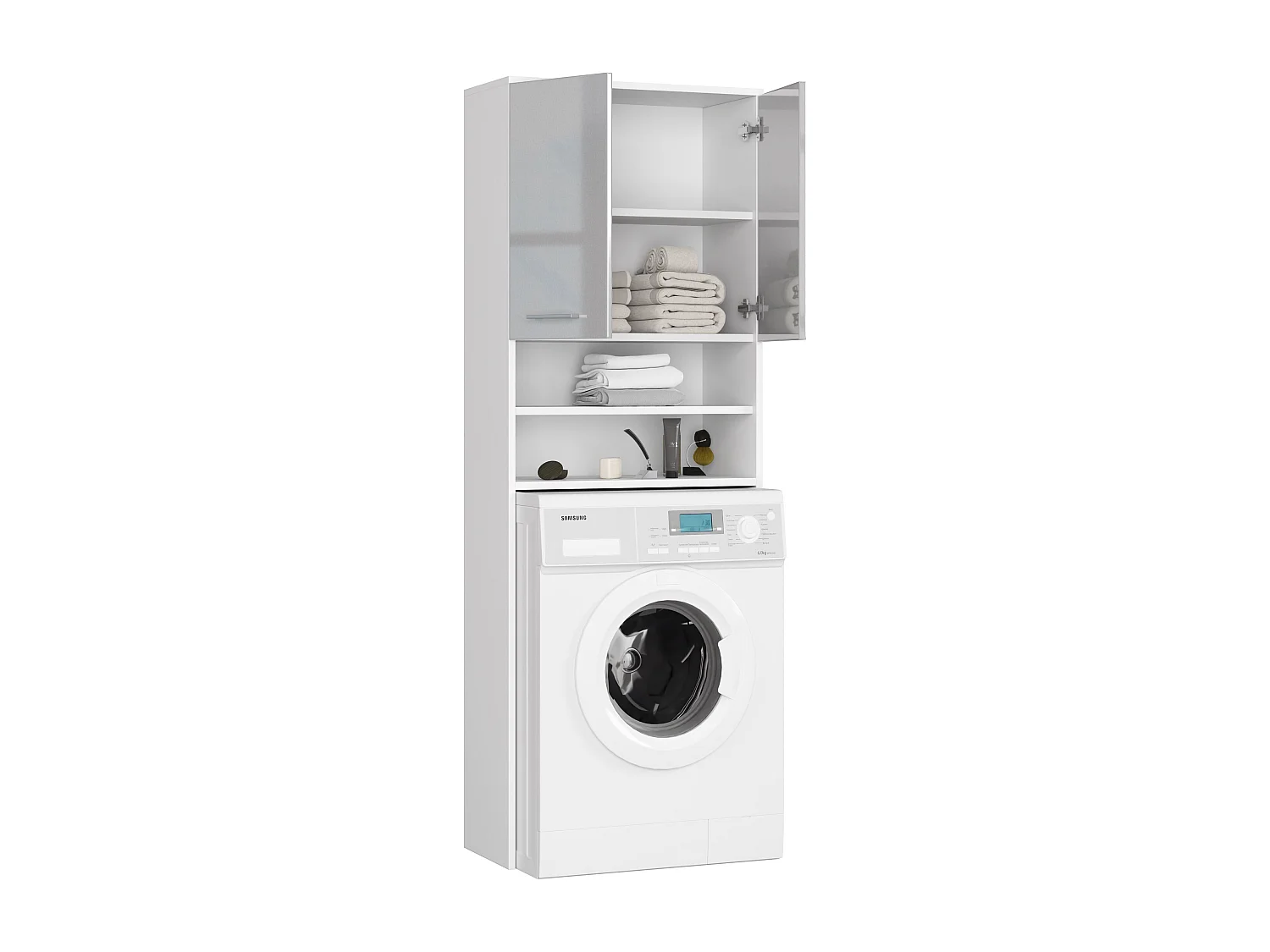 Meuble de rangement pour machine à laver, 2 portes, 64 x 30 x 190 cm