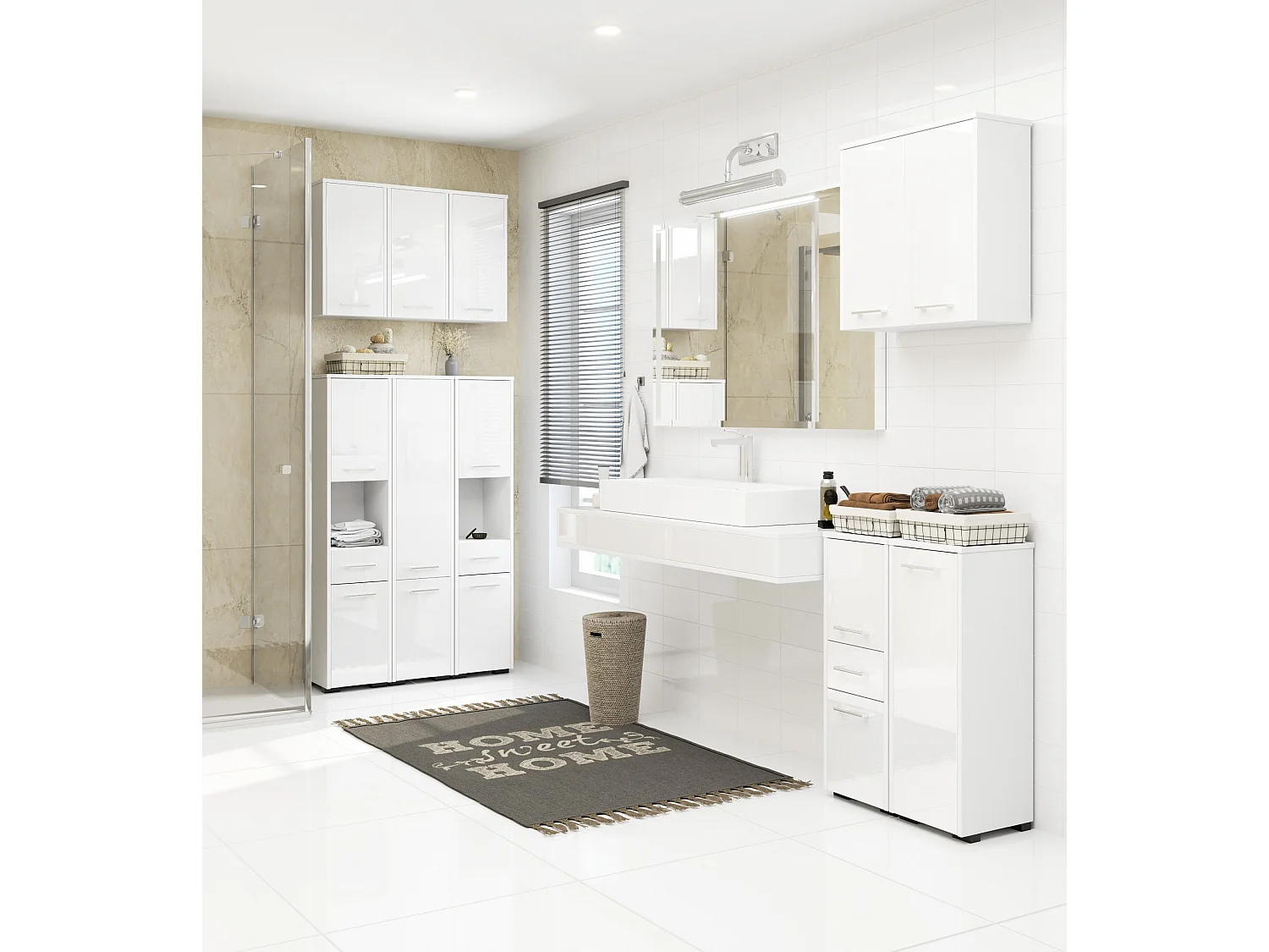 Meuble de rangement pour machine à laver, 2 portes, 64 x 30 x 190 cm