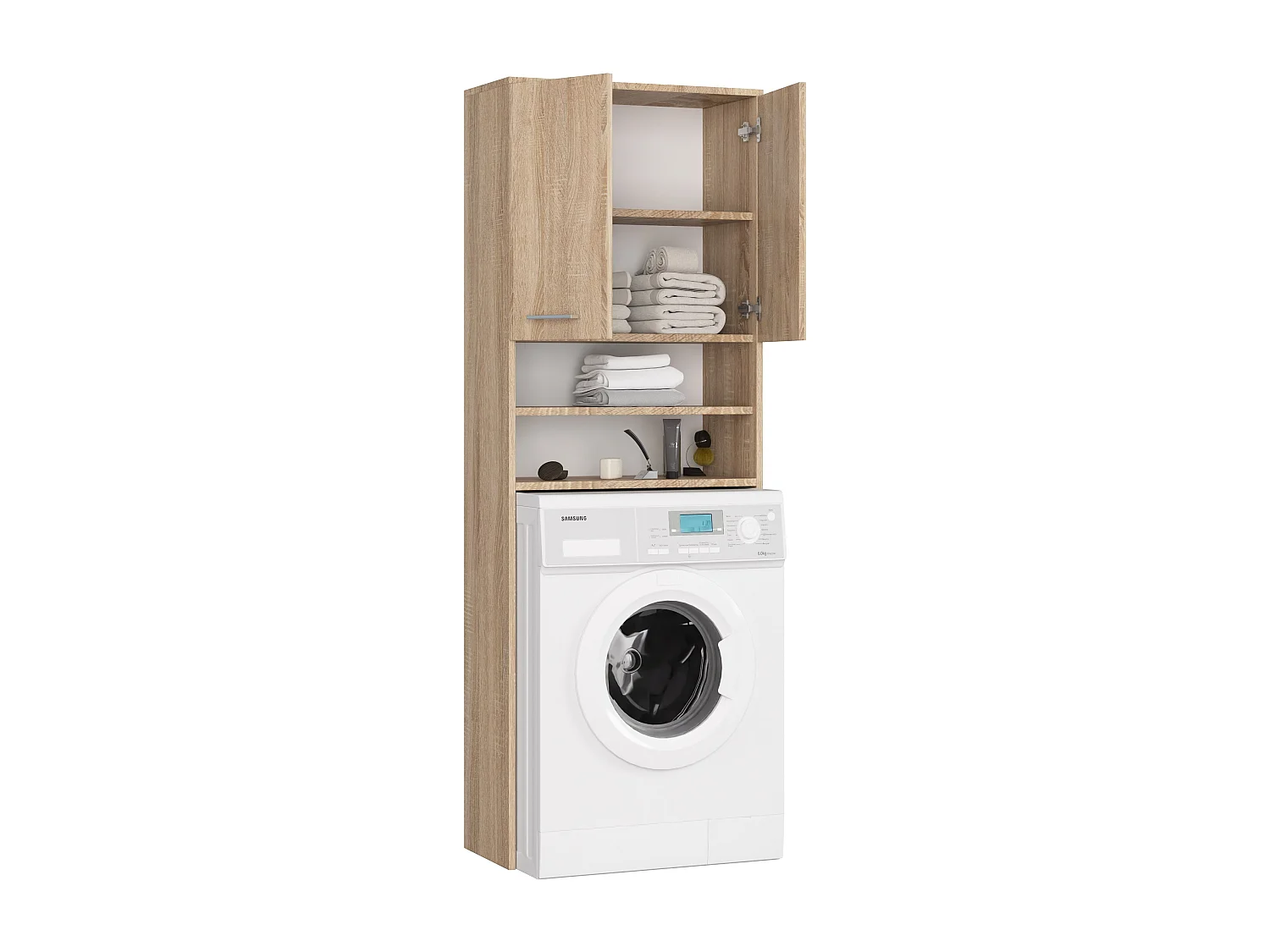 Meuble de rangement pour machine à laver, 2 portes, 64 x 30 x 190 cm