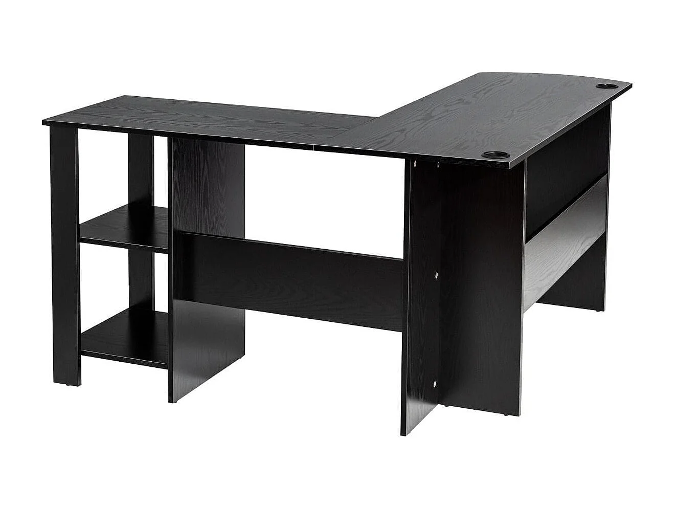 Bureau d'Angle avec Étagères de Rangement 130 x 130 x 72,5 CM (L x l x H ) en Forme de L Noir