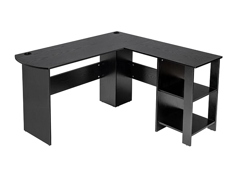 L-Form Schreibtisch mit 2 Kabellöchern & Ablagefächern Eckschreibtisch 130 x 130 x 74 cm Schwarz