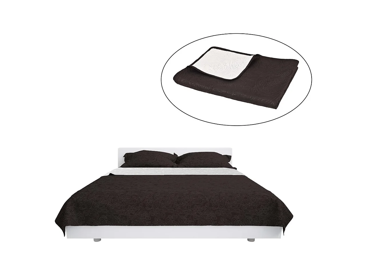 Couvre-lit à double face matelassé | Couverture   220 x 240 cm Crème et marron