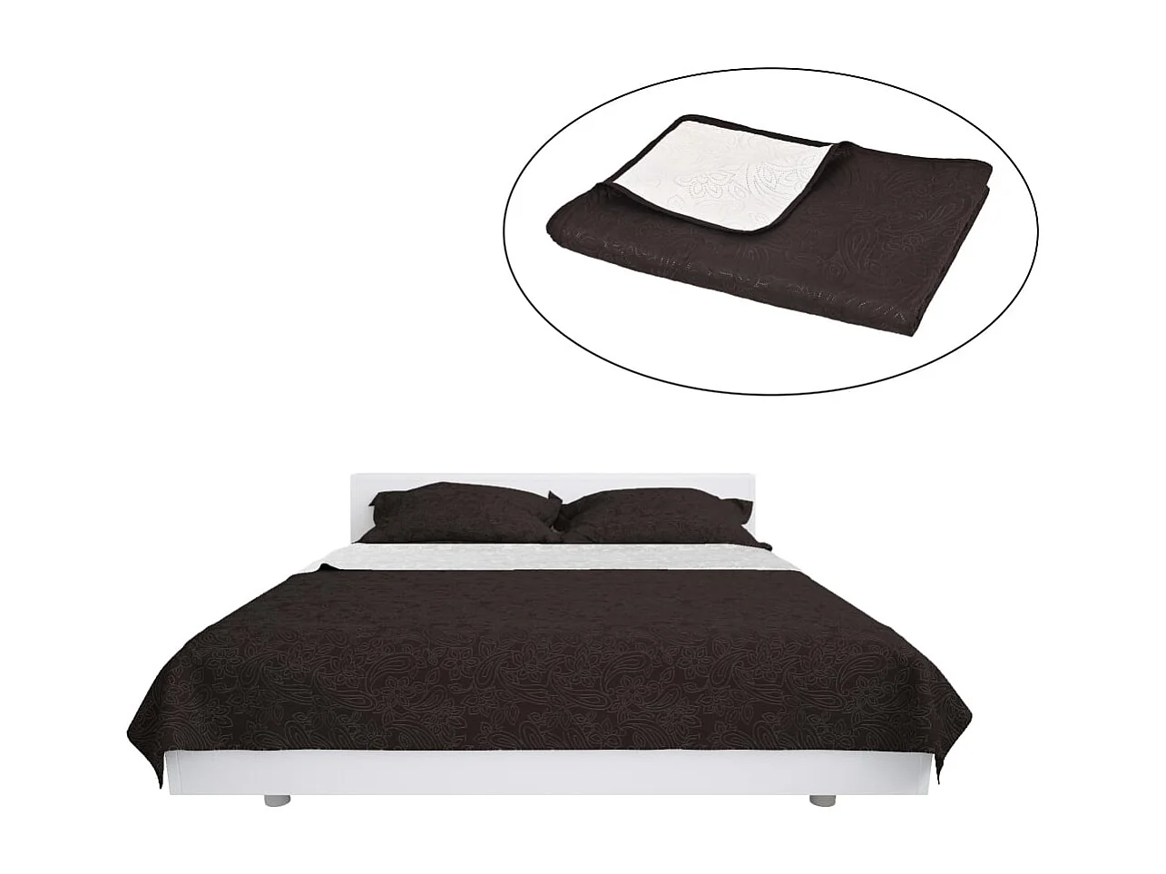 Couvre-lit à double face matelassé | Couverture   220 x 240 cm Crème et marron