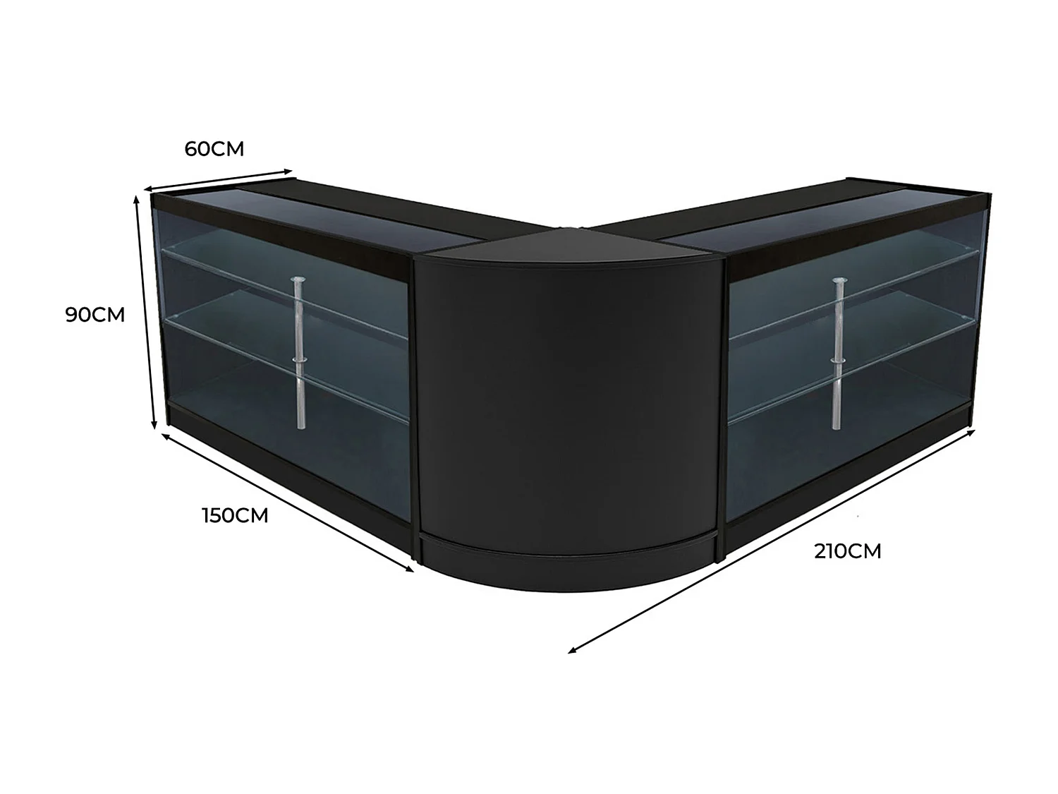 Helios LED Verkaufstheken-Set CM60 + K1500 (2 Stück) – Schwarz