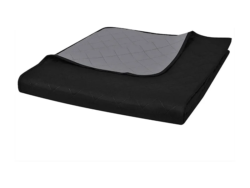 Couvre-lit à double face matelassé | Couverture   Noir/Gris 230x260 cm