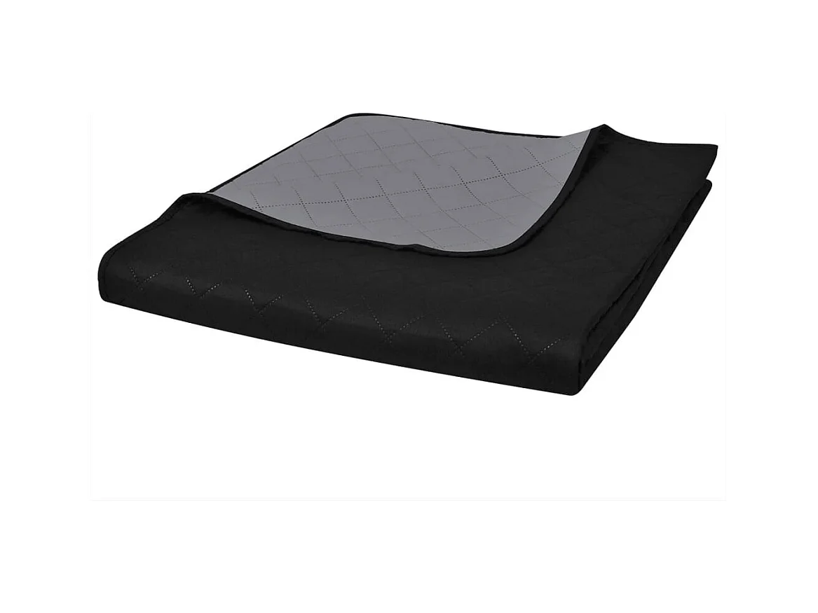 Couvre-lit à double face matelassé | Couverture   Noir/Gris 230x260 cm
