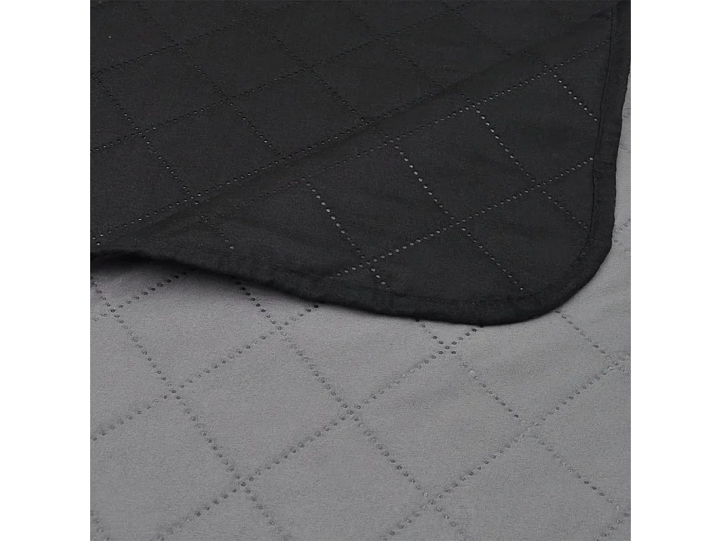 Couvre-lit à double face matelassé | Couverture   Noir/Gris 230x260 cm