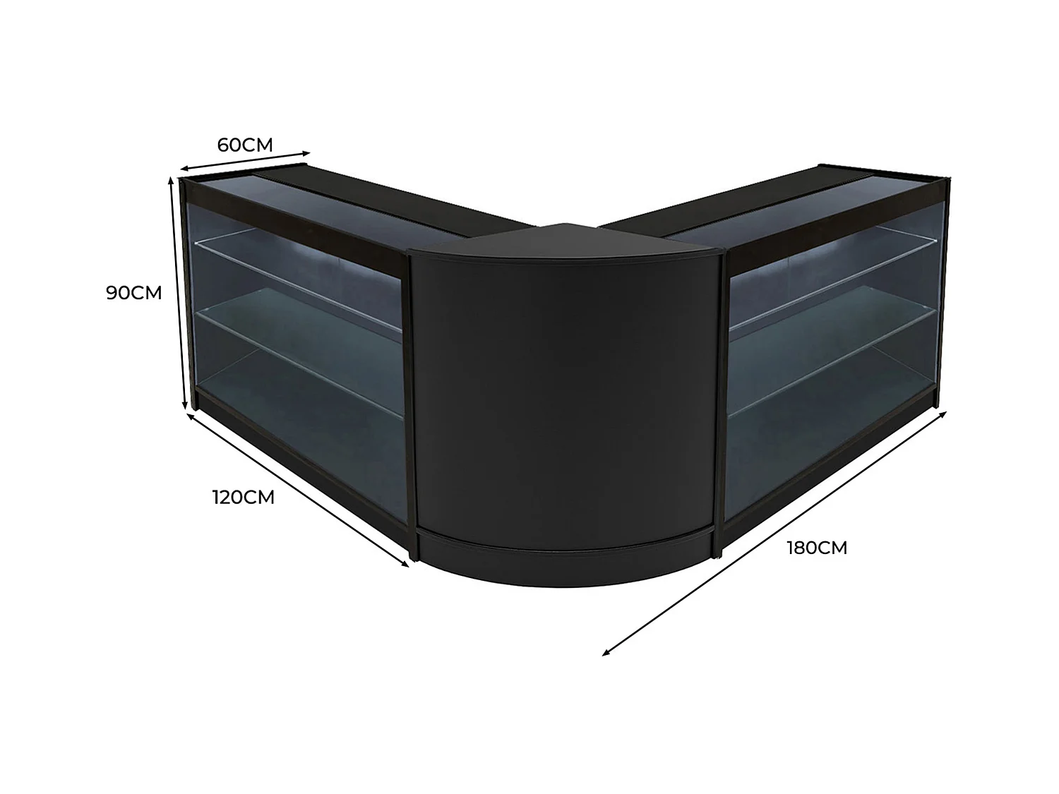 Conjunto de BalcÃµes Comerciais com Luz LED "HELIOS" CM60+ 2x K1200 â€“ cor Preto