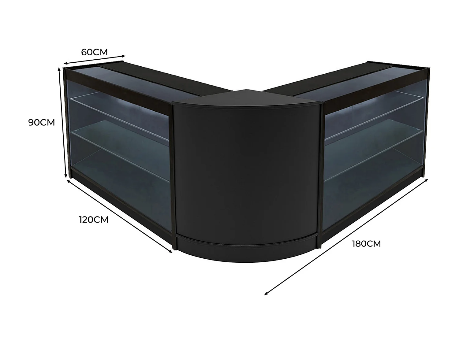 Set Banconi Nero Helios LED K1200 CM60 con Serratura e Vetrina Espositiva