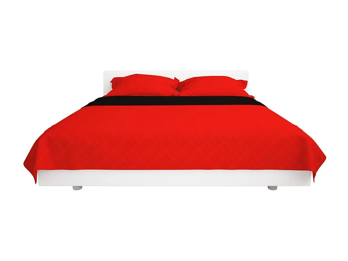Couvre-lit matelassé double-face | Couverture   Rouge et noir 230x260 cm