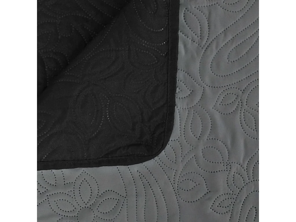 Couvre-lit à double face matelassé | Couverture   170 x 210 cm Gris et noir