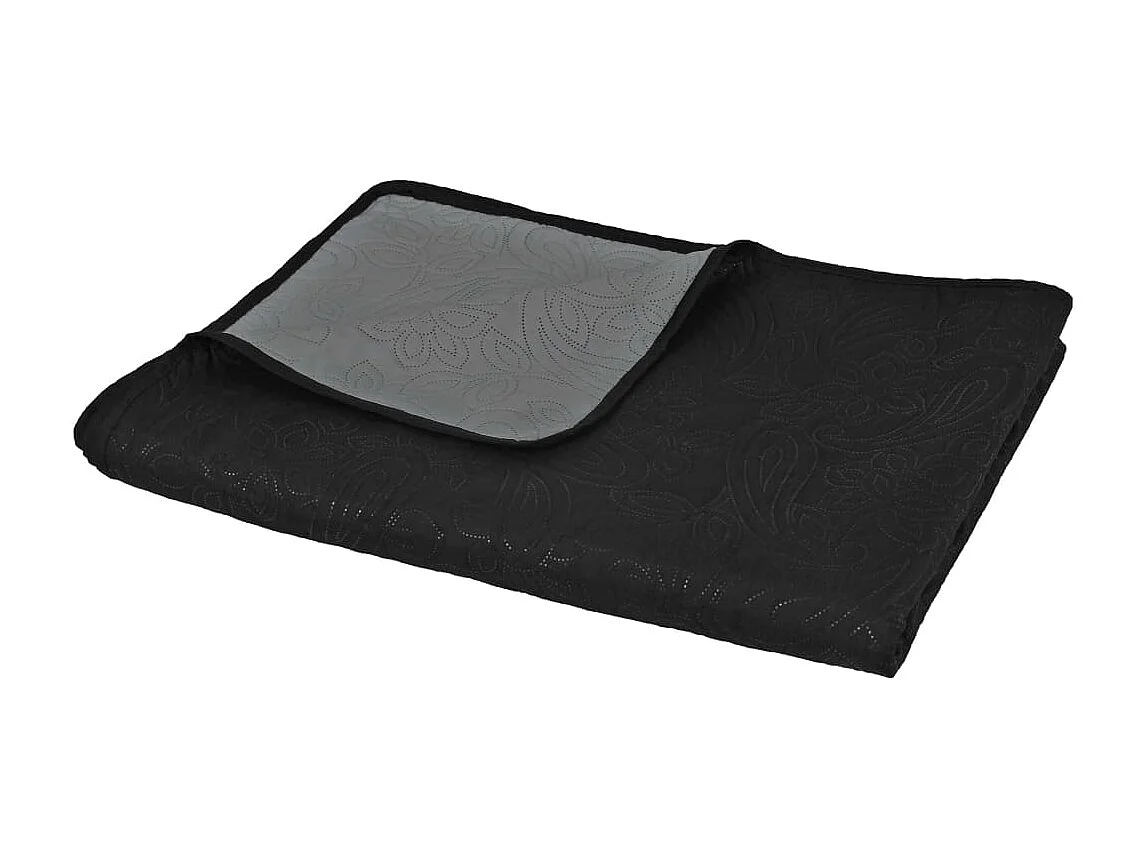 Couvre-lit à double face matelassé | Couverture   170 x 210 cm Gris et noir