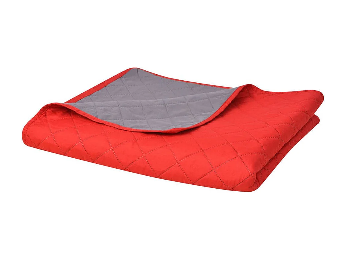 Couvre-lit matelassé double-face | Couverture   Rouge et gris 230x260 cm