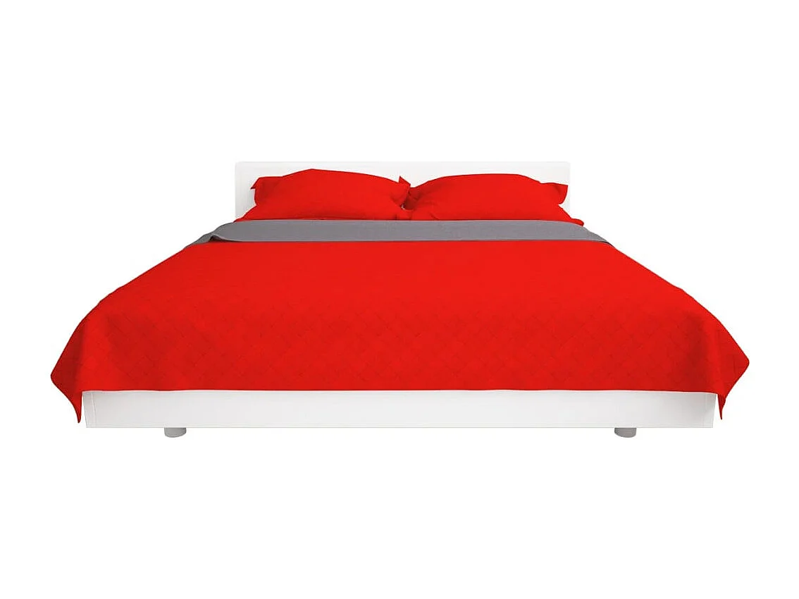 Couvre-lit matelassé double-face | Couverture   Rouge et gris 230x260 cm