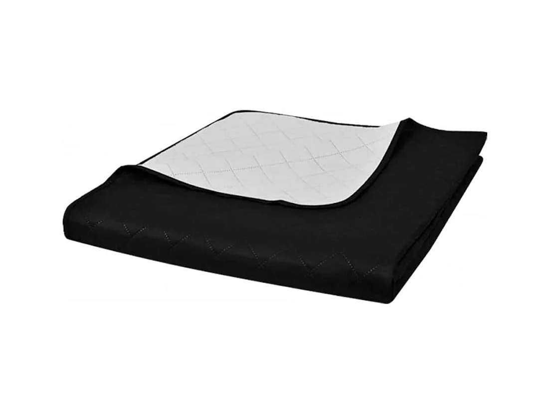 Couvre-lit à double face matelassé | Couverture   Noir/Blanc 170x210 cm
