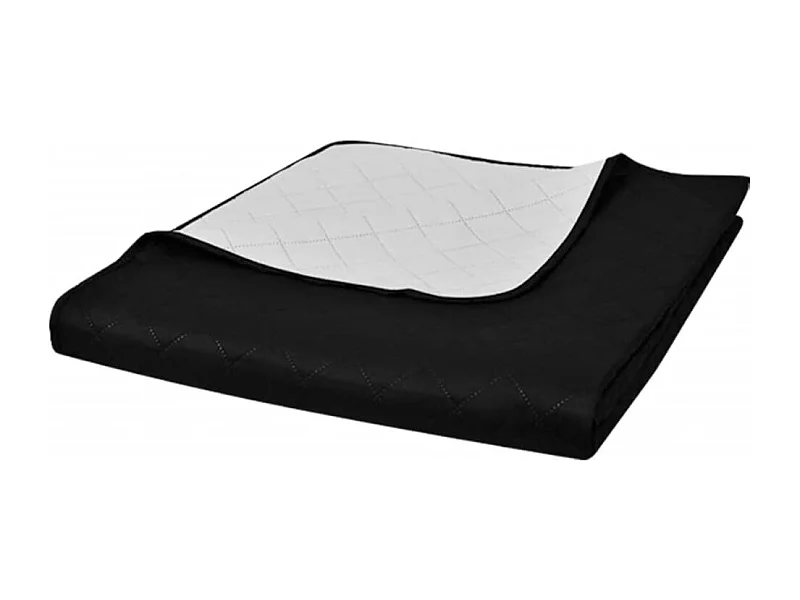 Couvre-lit à double face matelassé | Couverture   Noir/Blanc 170x210 cm