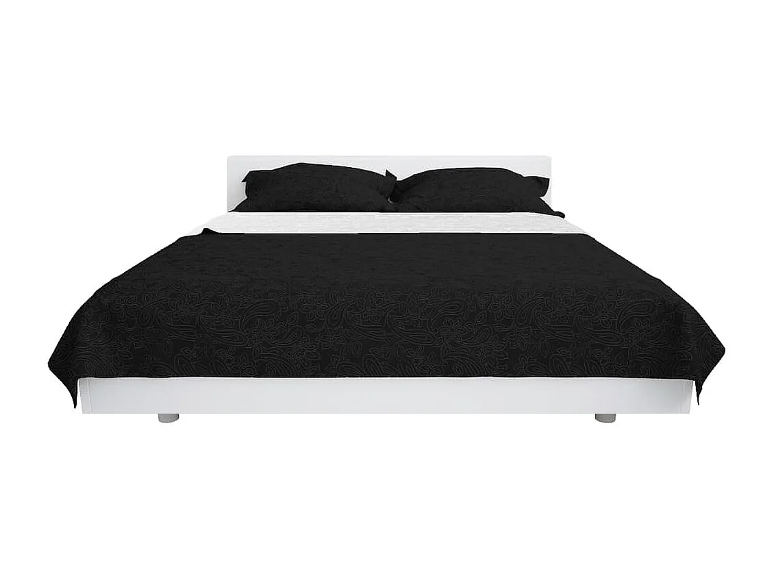 Couvre-lit à double face matelassé | Couverture   170 x 210 cm Noir et blanc
