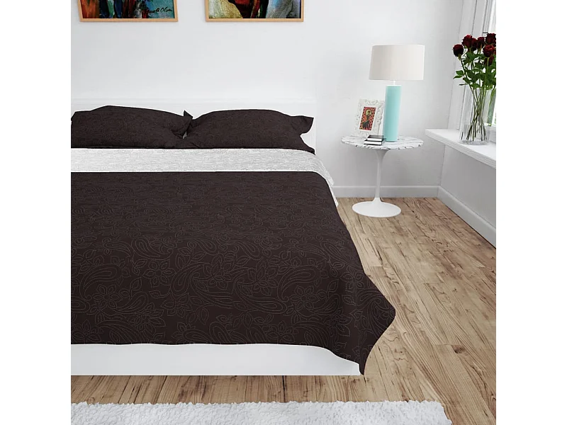 Couvre-lit à double face matelassé | Couverture   230 x 260 cm Crème et marron