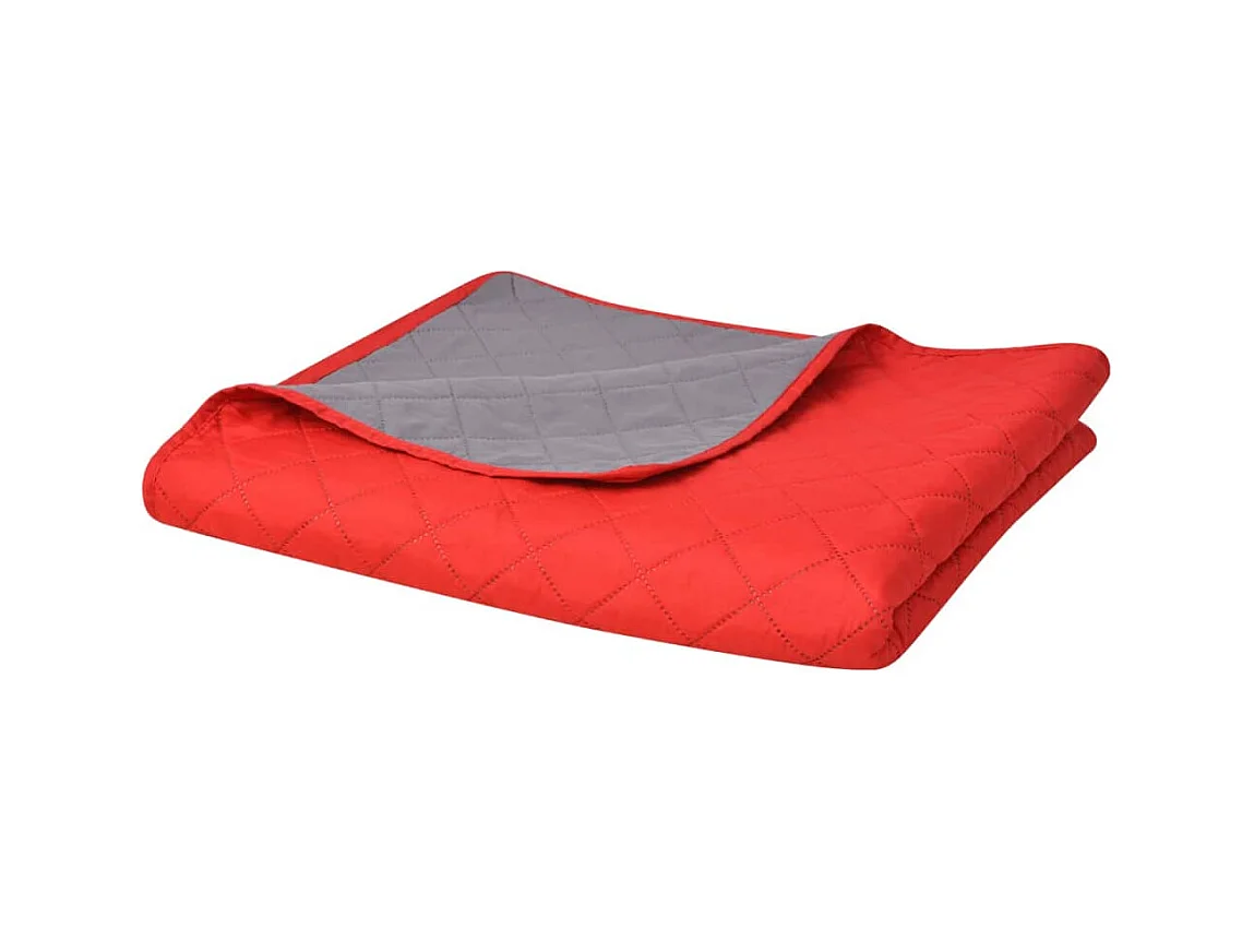 Couvre-lit matelassé double-face | Couverture   Rouge et gris 220x240 cm