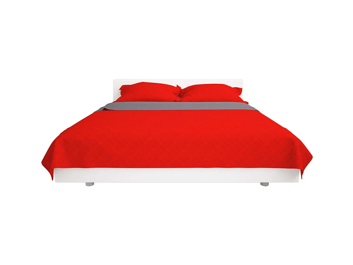 Couvre-lit matelassé double-face | Couverture   Rouge et gris 220x240 cm