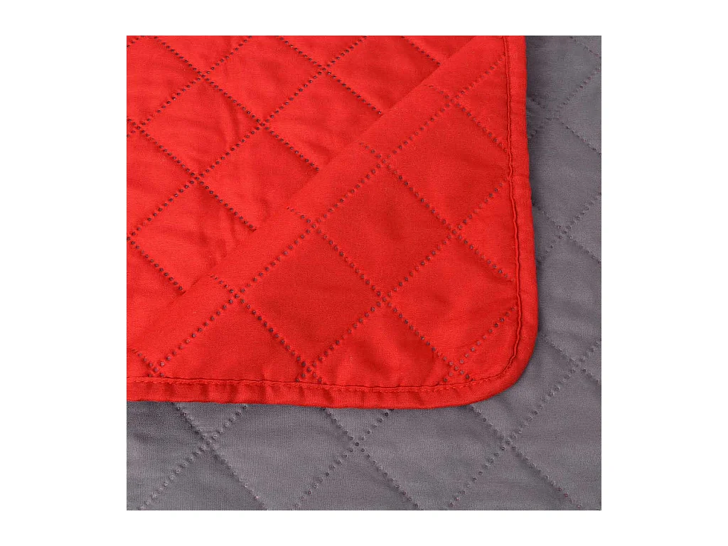 Couvre-lit matelassé double-face | Couverture   Rouge et gris 220x240 cm