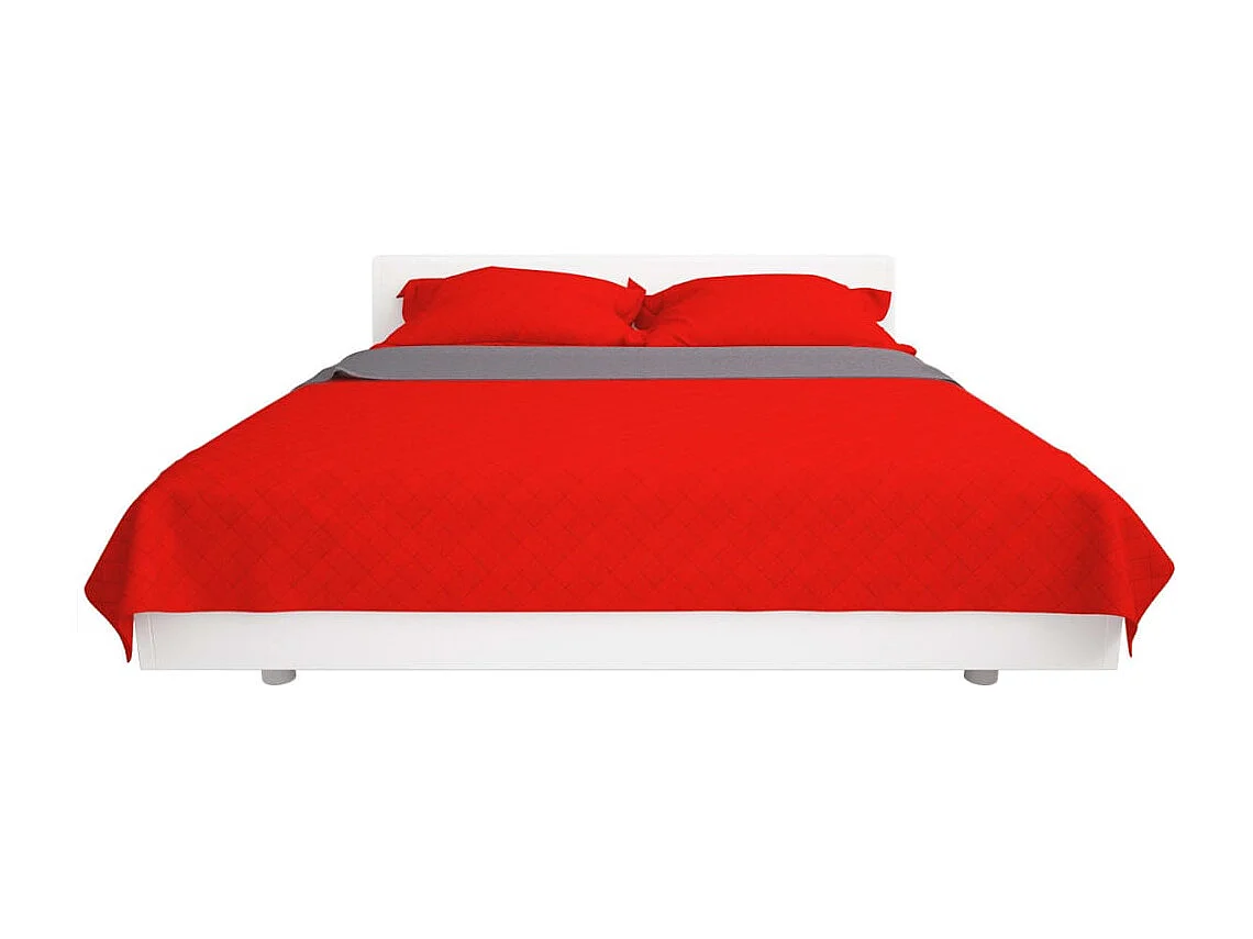 Couvre-lit matelassé double-face | Couverture   Rouge et gris 220x240 cm