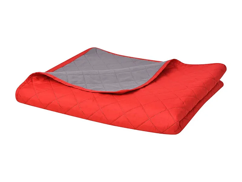 Couvre-lit matelassé double-face | Couverture   Rouge et gris 220x240 cm