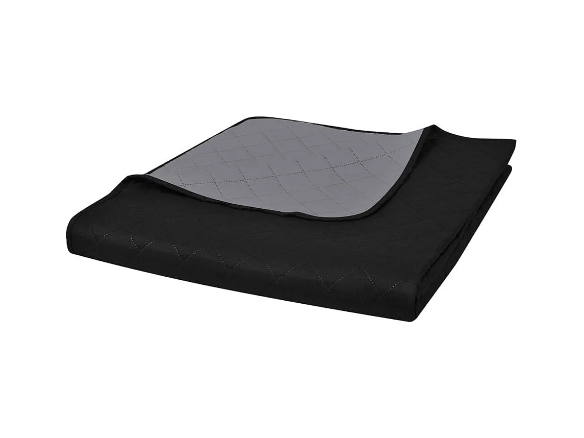 Couvre-lit à double face matelassé | Couverture   Noir/Gris 170x210 cm