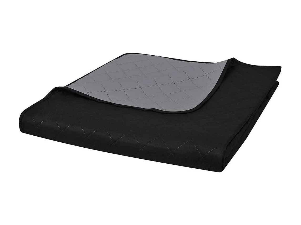 Couvre-lit à double face matelassé | Couverture   Noir/Gris 170x210 cm