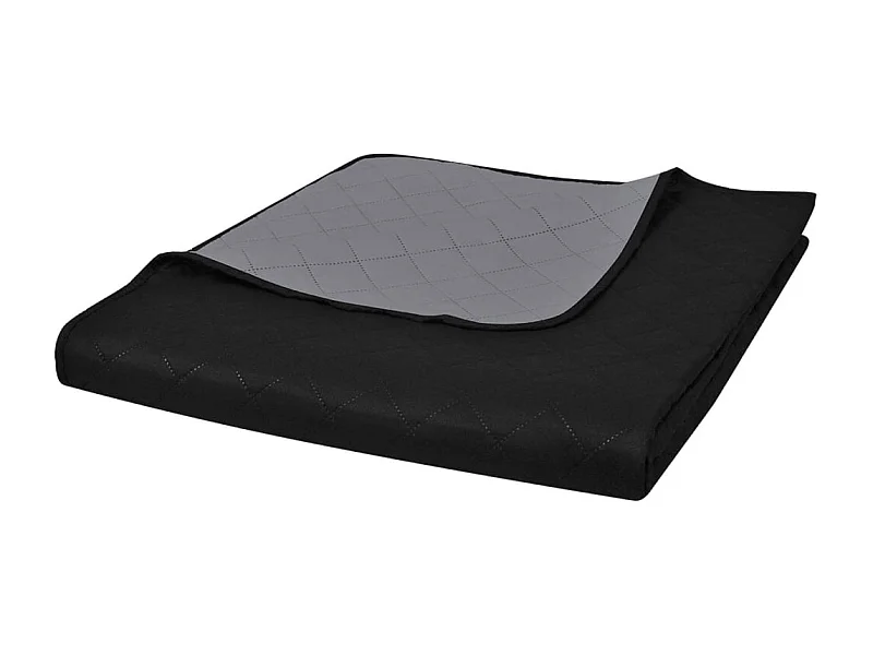 Couvre-lit à double face matelassé | Couverture   Noir/Gris 170x210 cm