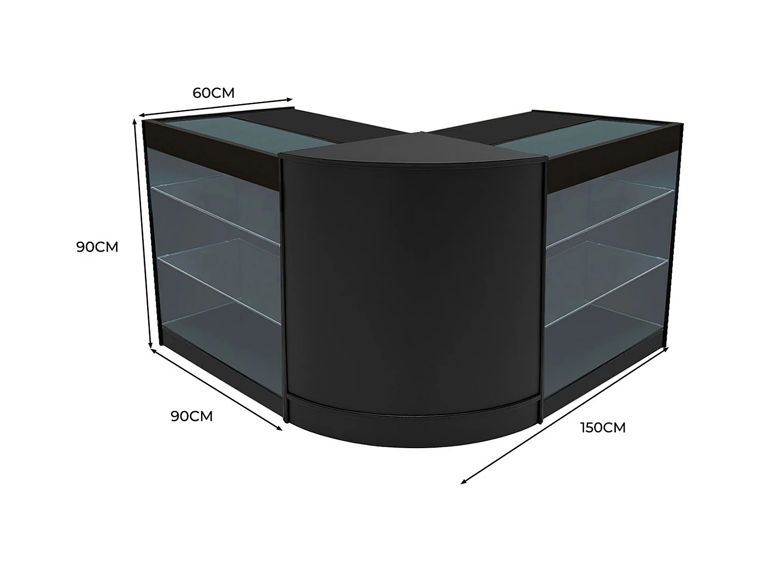 Conjunto de BalcÃµes Comerciais com Luz LED "HELIOS" CM60+ 2x K900 â€“ cor Preto
