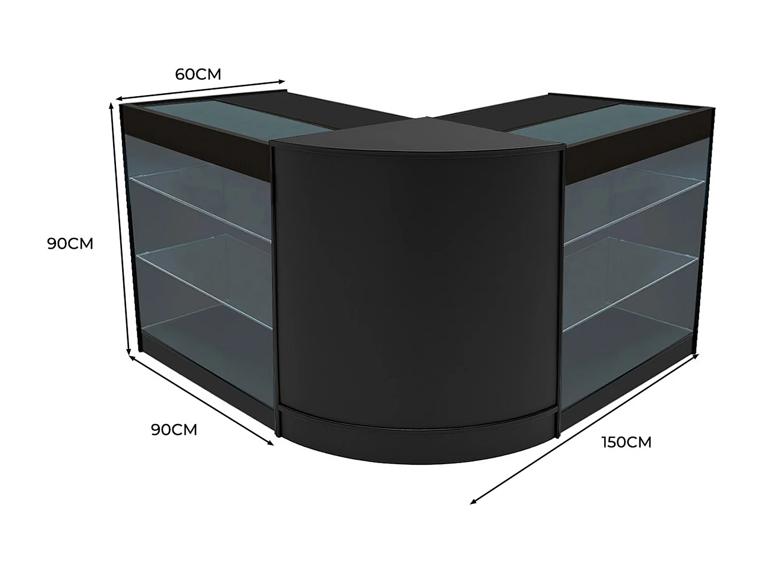 Comptoir de Ventes Verouillables en MDF Noir à LED Ensemble Helios K900 CM60