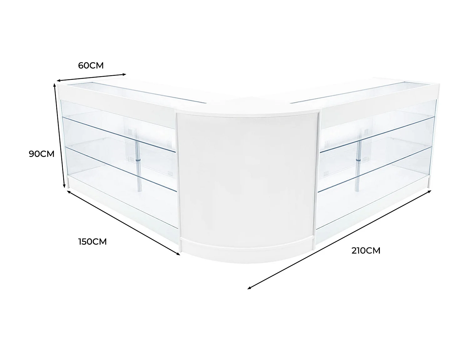 Set Mostradores Comerciales con Luz LED "HELIOS" CM60+ 2x K1500 – Blanco