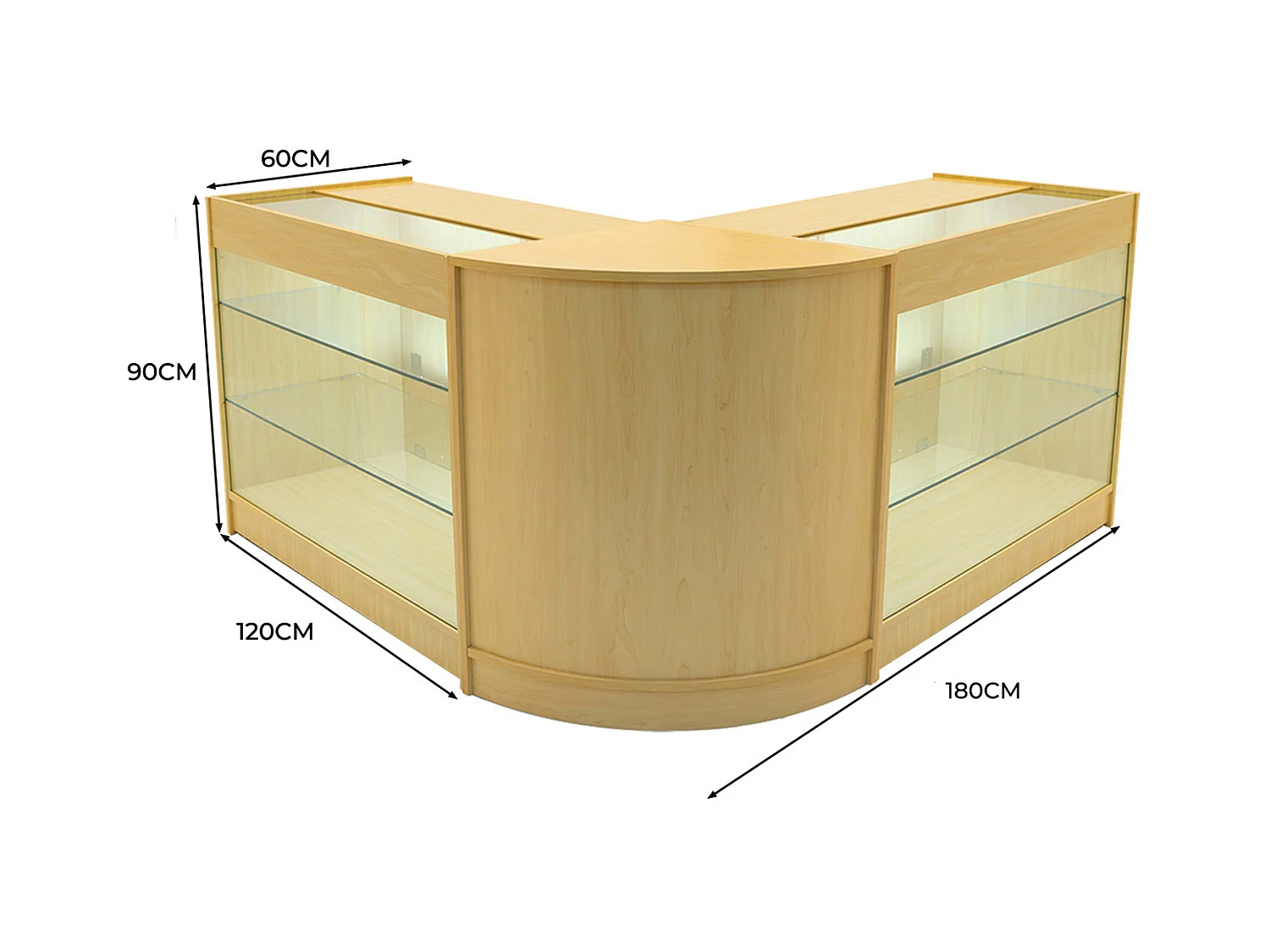 Helios LED Verkaufstheken-Set CM60 + K1200 (2 Stück) – Ahorn