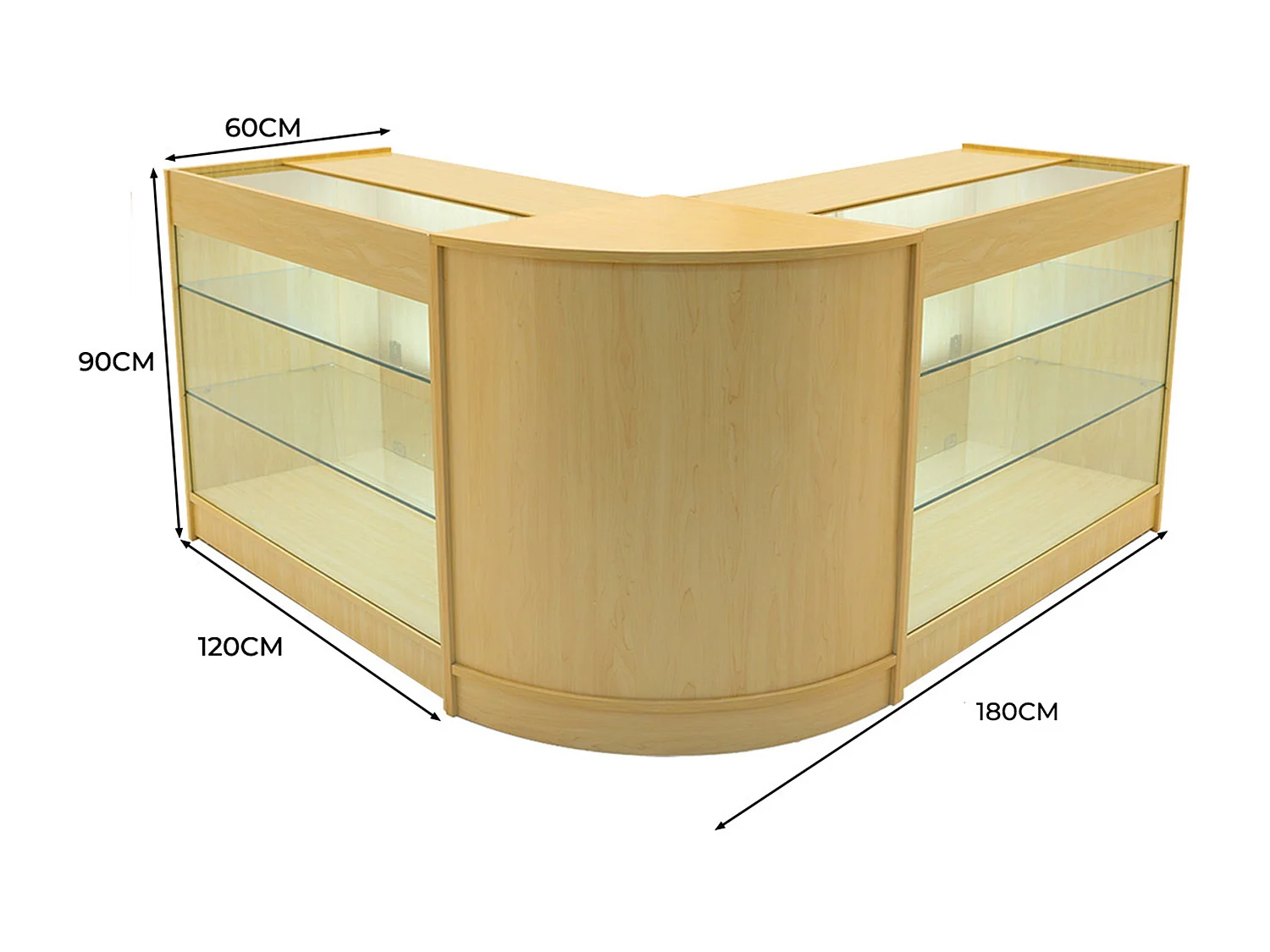 Comptoir de Ventes Verouillables en MDF Érable à LED Ensemble Helios K1200 CM60