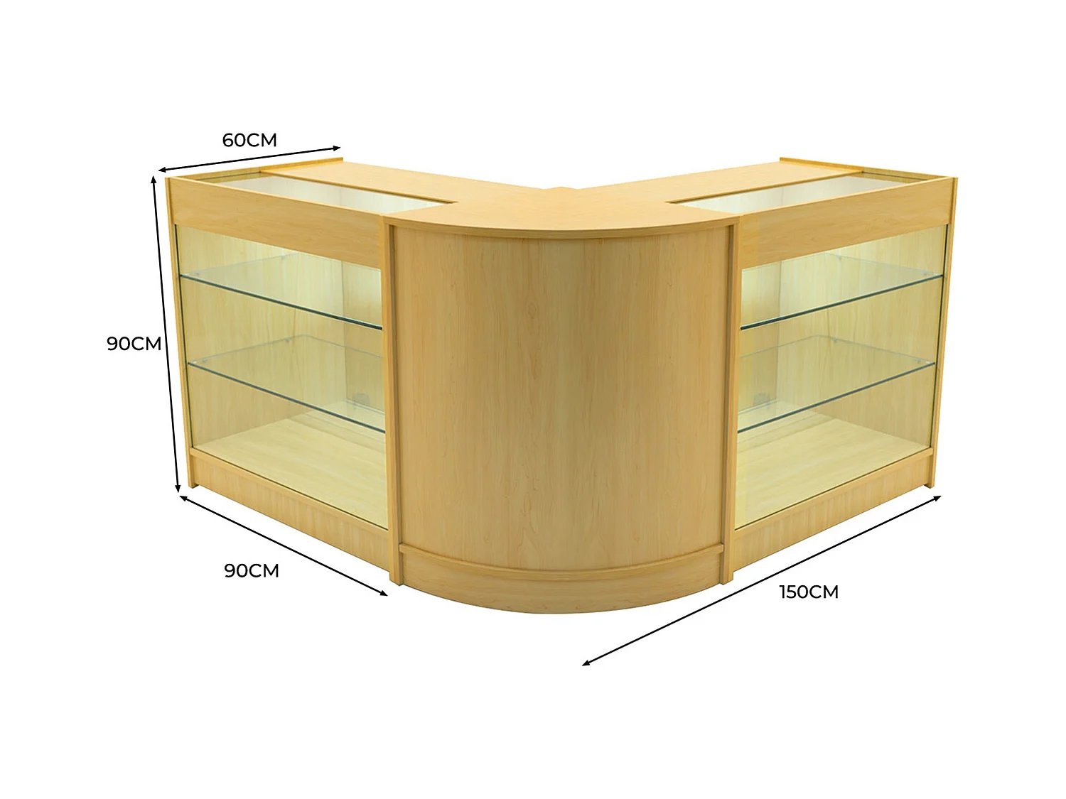 Set Banconi Acero Helios LED K900 CM60 con Serratura e Vetrina Espositiva