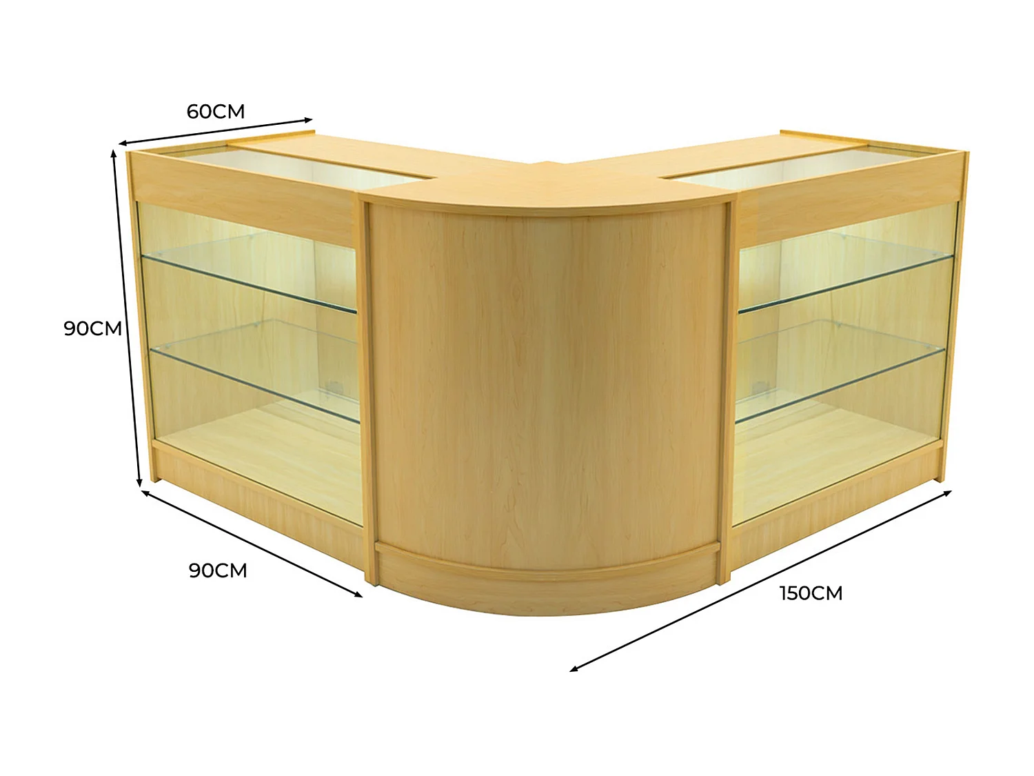 Comptoir de Ventes Verouillables en MDF Érable à LED Ensemble Helios K900 CM60