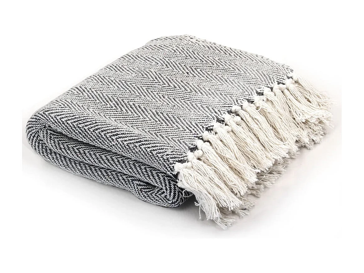 Couverture | Plaid coton à chevrons 160x210 cm Bleu marine