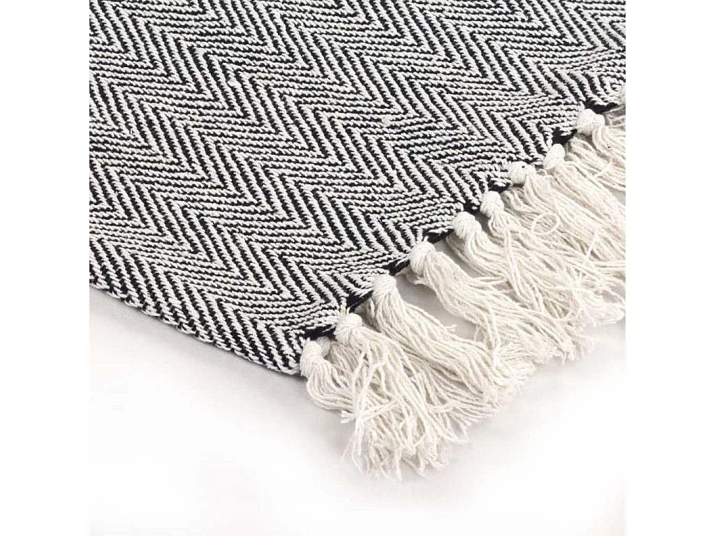 Couverture | Plaid coton à chevrons 160x210 cm Bleu marine