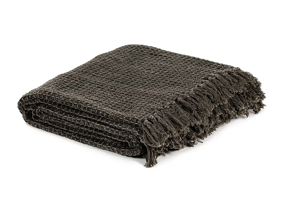 Couverture | Plaid en coton 160 x 210 cm Anthracite/Marron