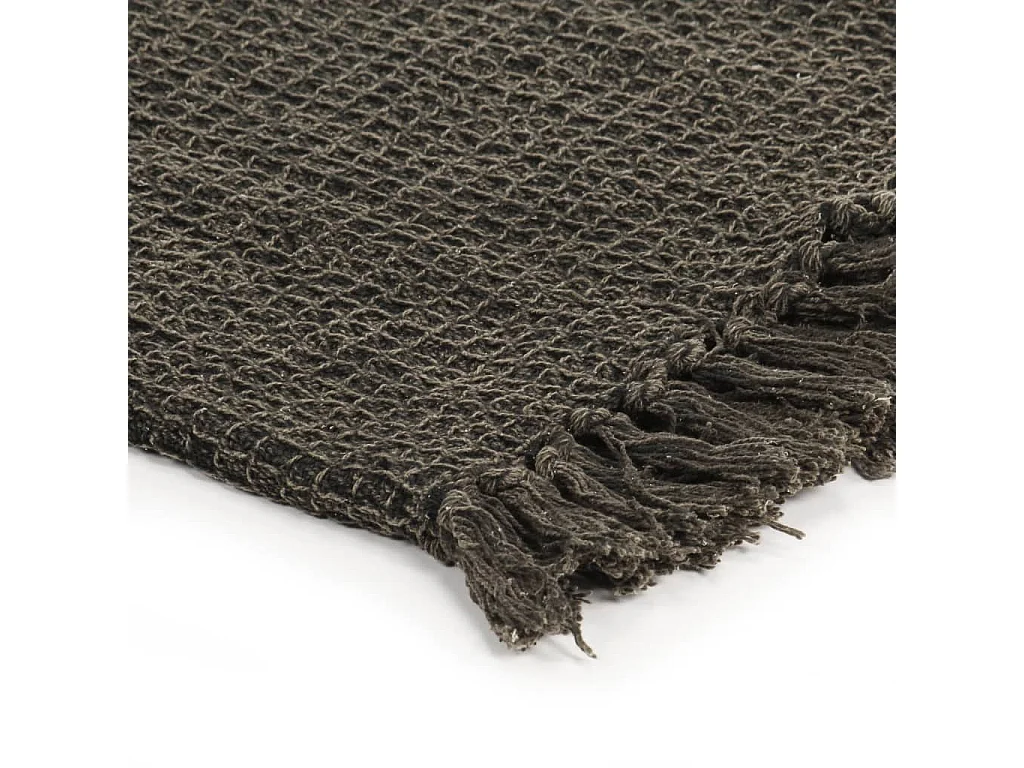 Couverture | Plaid en coton 160 x 210 cm Anthracite/Marron